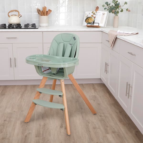 Zoodle Sage Green Modern 2-in-1 High Chair 254-SG - The Home Depot