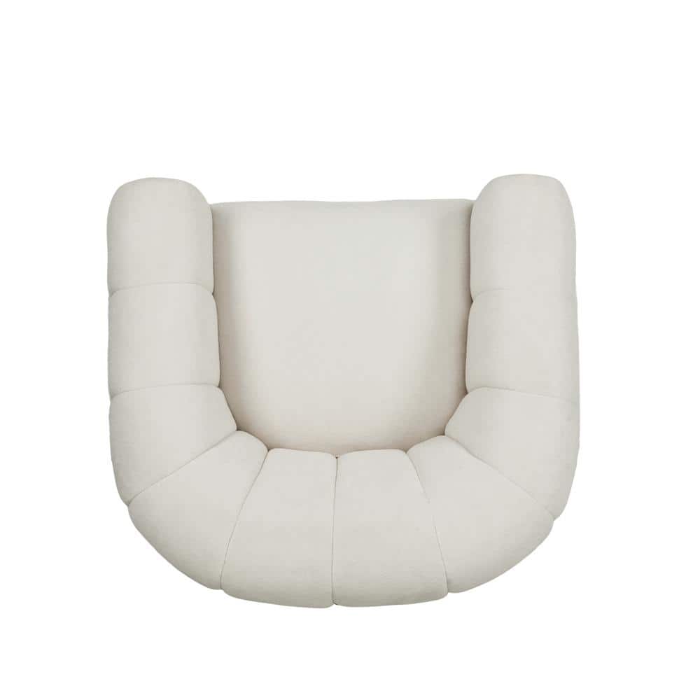 Cream Velvet Swivel Club Chair with Round Arms