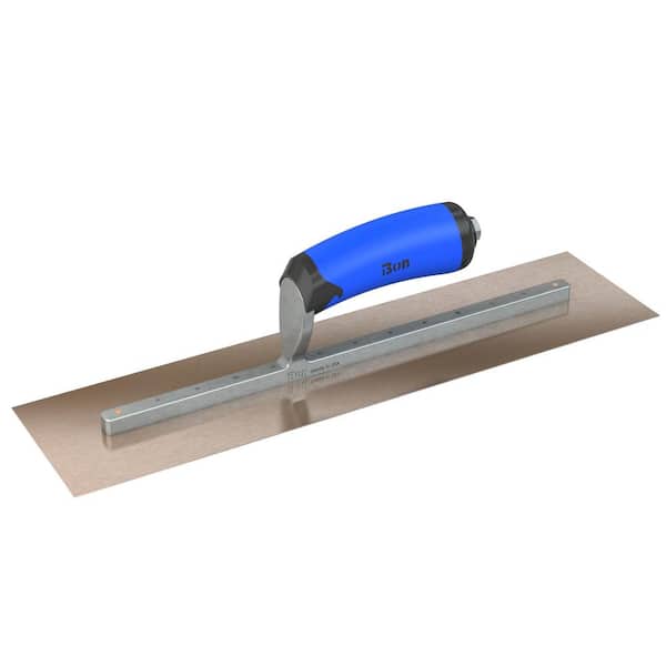 Bon Tool 11 in. x 4 in. Golden Stainless Steel Square End Finish Trowel with Comfort Wave Handle and Short Shank