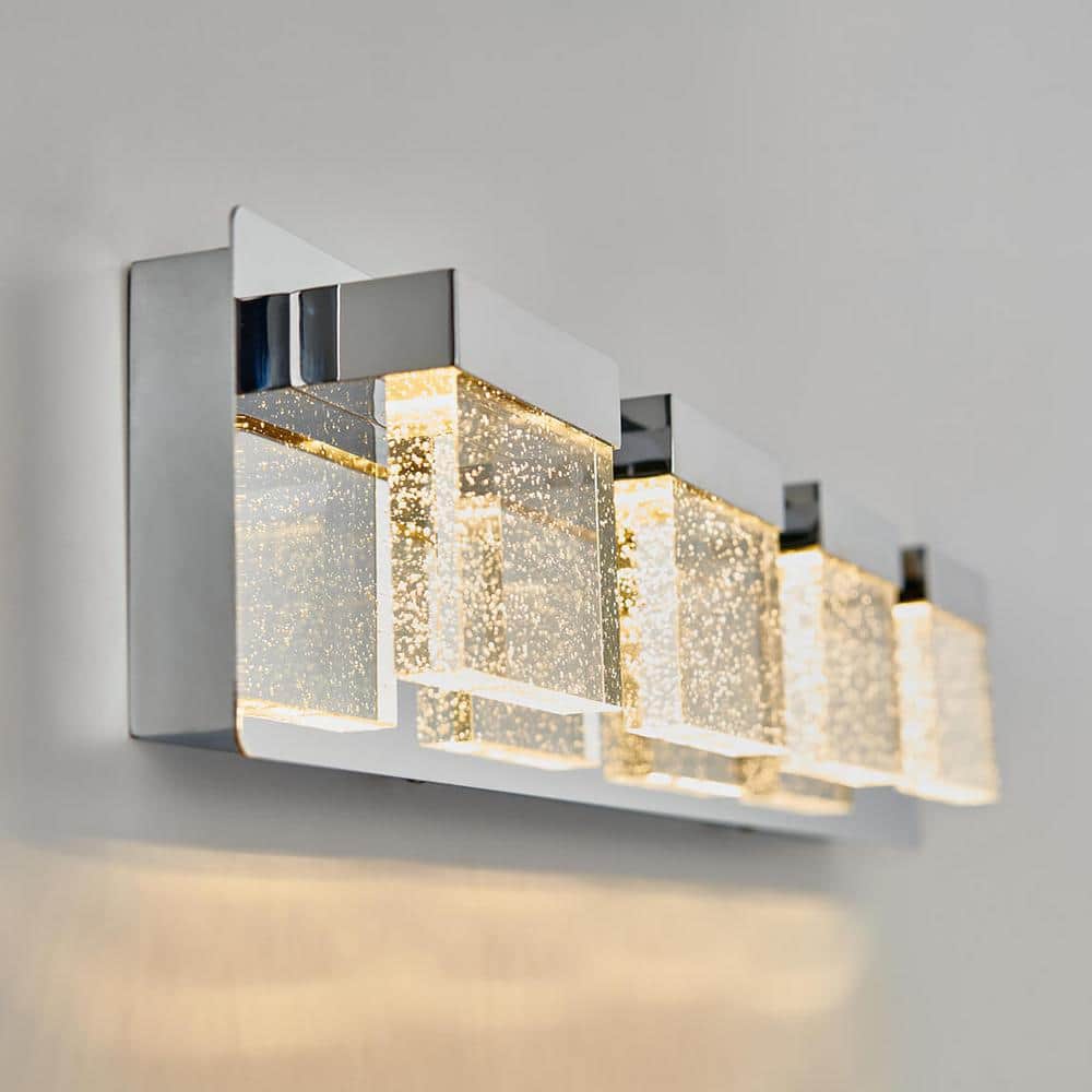 Chrome 24-Inch Dimmable LED Vanity Light with Glass Cubes