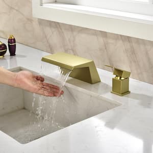 Samda 8 in. Widespread Single Handle Waterfall Spout Bathroom Faucet in Brushed Gold (Valve Included)