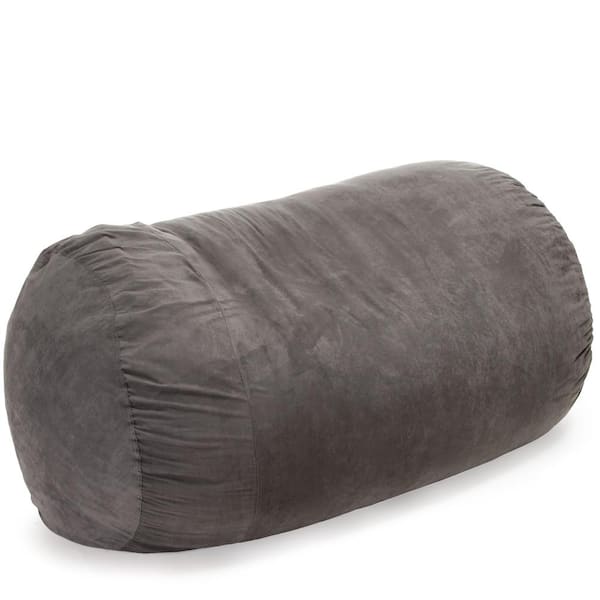 Noble House Baron 8 ft. Charcoal Suede Polyester Bean Bag