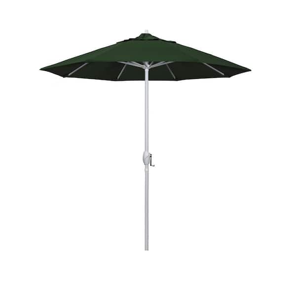 California Umbrella 7.5 ft. Matted White Aluminum Market Patio Umbrella Auto Tilt in Hunter Green Pacifica
