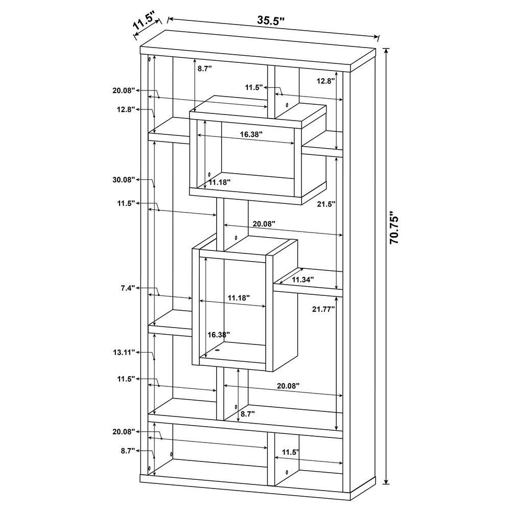 Howie Espresso 10-Shelf Geometric Bookcase
