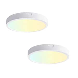 2-Pack 5 in. White New-Ultra-Low-Profile Edge lit Integrated LED 5CCT Selectable Flush Mount Light Surface Mount Light