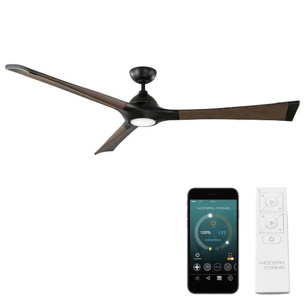 Modern Forms Woody 72 in. Indoor/Outdoor Oil Rubbed Bronze 3-Blade Smart Ceiling Fan with LED Light Kit and Wall Control