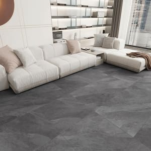 Hurricane Italian Porcelain 24 in. x 24 in. x 9mm Floor and Wall Tile Case - Coal (3-PCS, 12 sq. ft.)