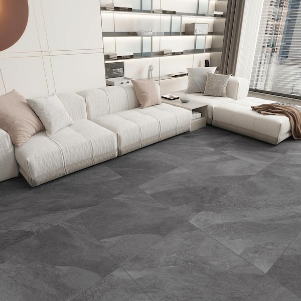 Hurricane Italian Porcelain 24 in. x 24 in. x 9mm Floor and Wall Tile Pallet-Coal (15-Pcs, 60 sq. ft. / Pallet)