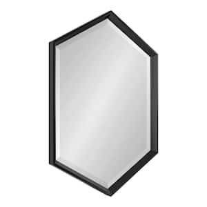 Calter 31 in. x 22 in. Classic Hexagon Framed Black Wall Mirror