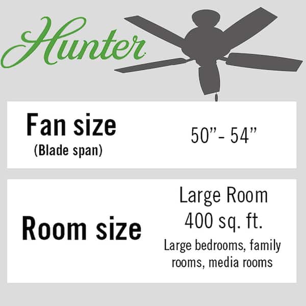 Indoor White Ceiling Fan 53069, Hunter Ceiling Fan Size