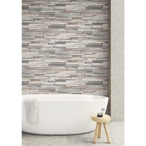 Reclaimed Wood Plank Vinyl Peel & Stick Wallpaper Roll (Covers 30.75 Sq. Ft.)