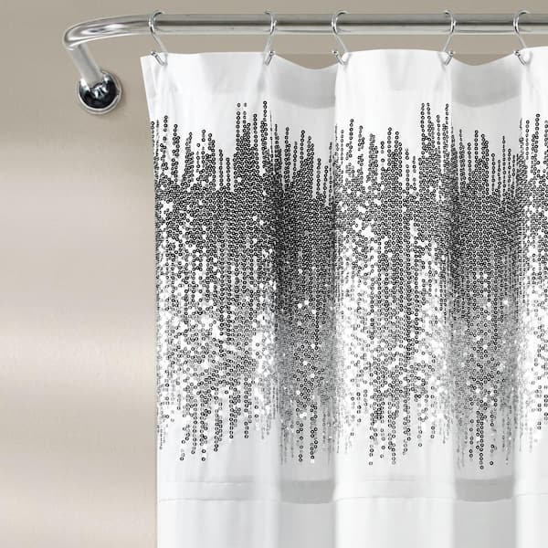 Silver Shimmer Sequins Shower CurtainChic Sparkle Design For Bath Details about   Lush Decor 