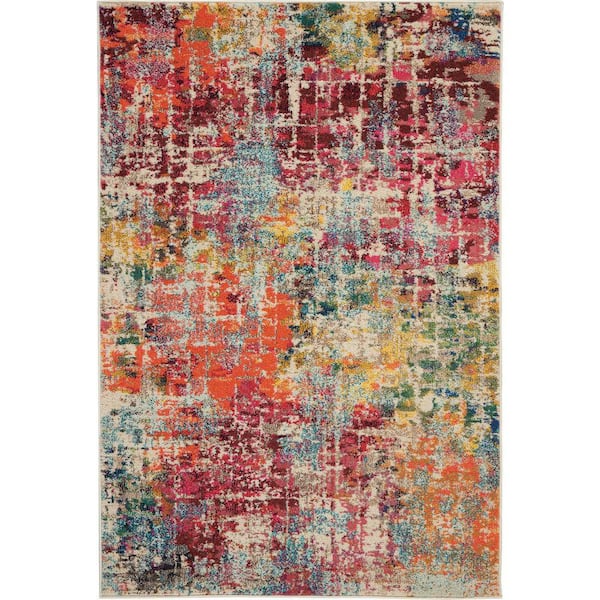 Celestial Pink/Multicolor 4 ft. x 6 ft. Abstract Vintage Area Rug