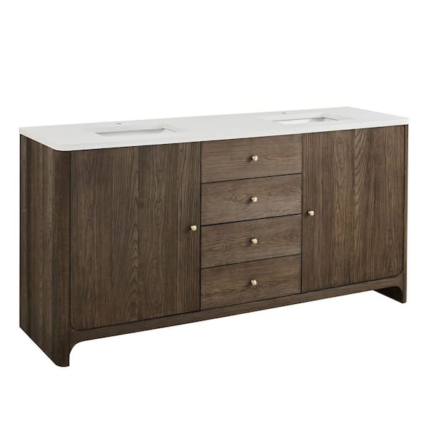 Gracyn 72.0 in. W x 21.5 in. D x 35.88 in. H Double Bath Vanity in Sable with White Zeus Silestone Quartz Top