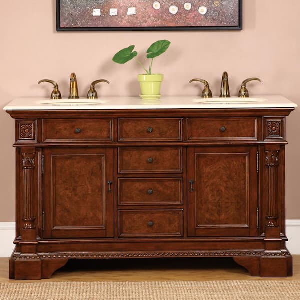 Destin 60in Cherry Dual Sink Bathroom Vanity