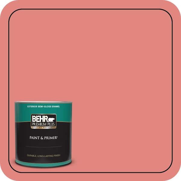 BEHR PREMIUM PLUS 1 qt. #PPU1-04A Watermelon Punch Semi-Gloss Enamel Exterior Paint & Primer