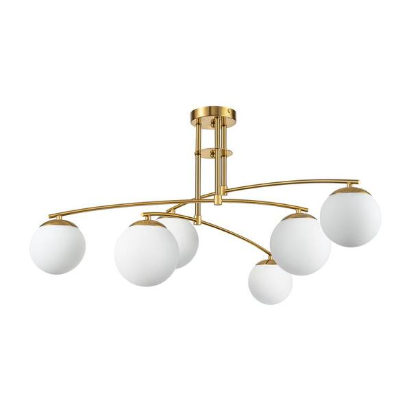 RRTYO Innsbrook 31.5 in. 6-Light Gold Semi-Flush Mount with