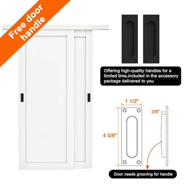 60 in. x 96 in. Paneled 1-Lite White Finished MDF Muti-Design Sliding Door with Hardware