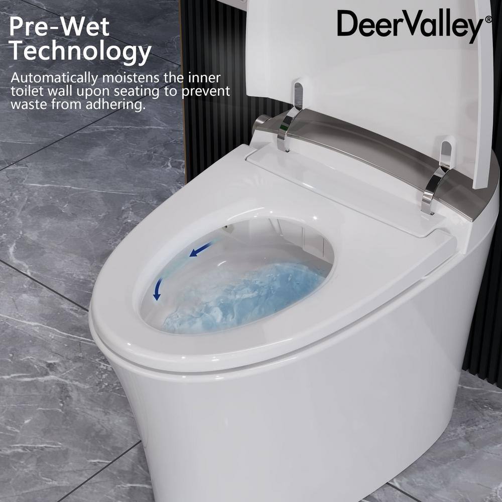 Elongated White Ceramic Smart Bidet Toilet with Heated Seat