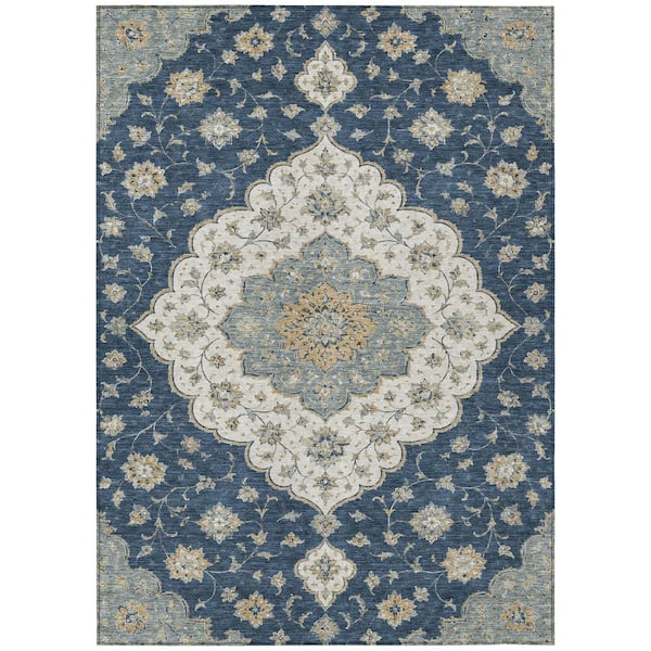 Chantille Machine Washable Indoor/Outdoor Abstract ACN3081 Navy 5 ft. x 7 ft. 6 in. Area Rug
