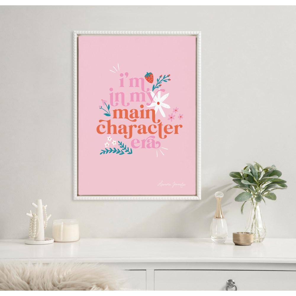 18"x24" Pink Canvas Motivational Quote with Beaded Frame