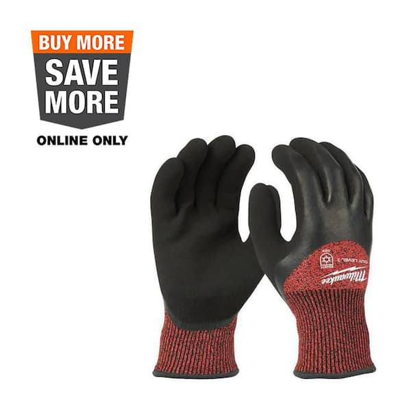 Large Red Latex Level 3 Cut Resistant Insulated Winter Dipped Work Gloves