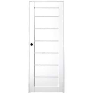 Alba 24 in. x 80 in. Right-Hand 6-Lite Frosted Glass Solid Core Bianco Noble Wood Composite Single Prehung Interior Door