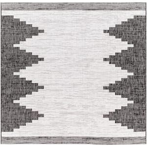 Lageli Medium Gray 6 ft. 7 in. Square Indoor/Outdoor Area Rug