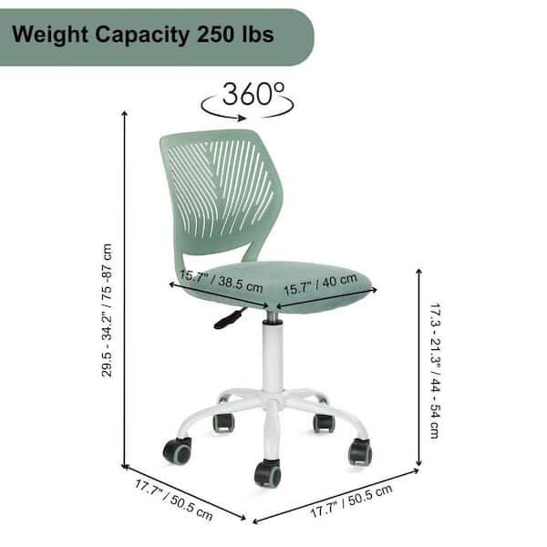 Homy Casa Carnation Mesh Ergonomic Swivel Task Chair in Aqua with Adjustable Height and Breathable Back Support for Teens CARNATION FABRIC AQUA Homy Casa Carnation Mesh Ergonomic Swivel Task Chair in Aqua with Adjustable Height and Breathable Back Support for Teens CARNATION FABRIC AQUA