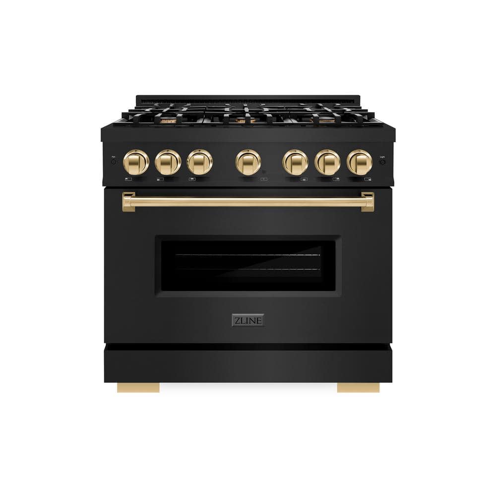 Classic 36 in. 6-Burner Dual Fuel Range with Convection Oven in Black Stainless Steel and Polished Gold price history on PriceWatchPro
