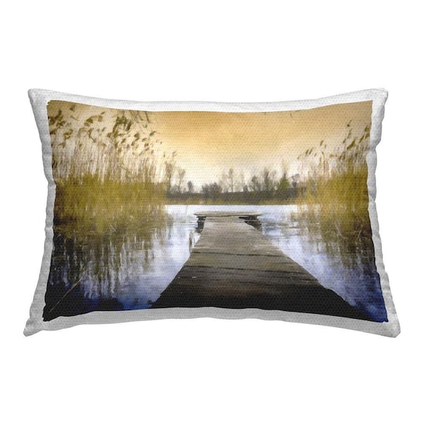 Stupell Industries Dock with Pond Reeds Outdoor Printed Throw Pillow by Kim Curinga
