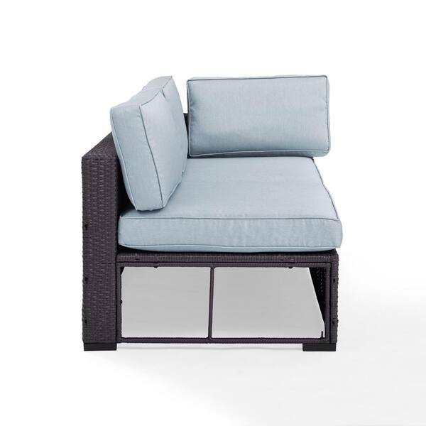 Crosley Furniture Biscayne Wicker Interchangeable Outdoor Sectional Loveseat With Mist Cushions Ko70129br Mi The Home Depot Crosley Furniture Biscayne Wicker, Biscayne Outdoor Furniture