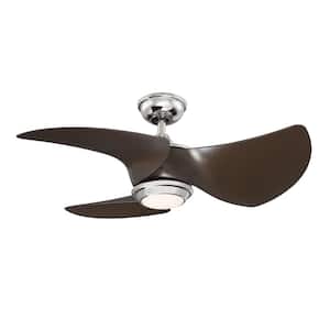 Miraval 39 in. LED Polished Nickel Ceiling Fan with Light