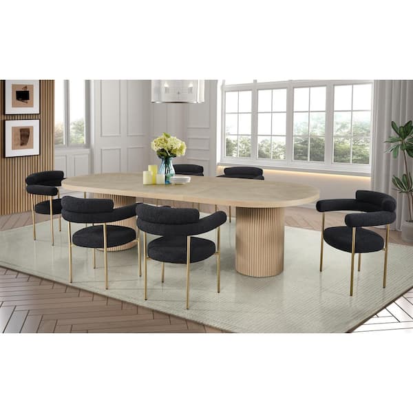 Whitehall Light Oak Wood 123 in. L Double Pedestal Extendable Dining Table (Seats 10)