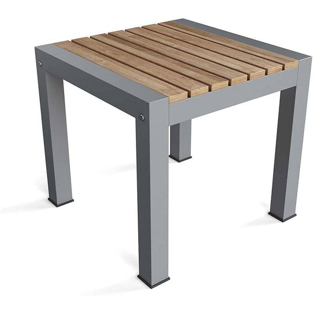 21 in. W Gray Finish Square Shape Wood Frame End Table