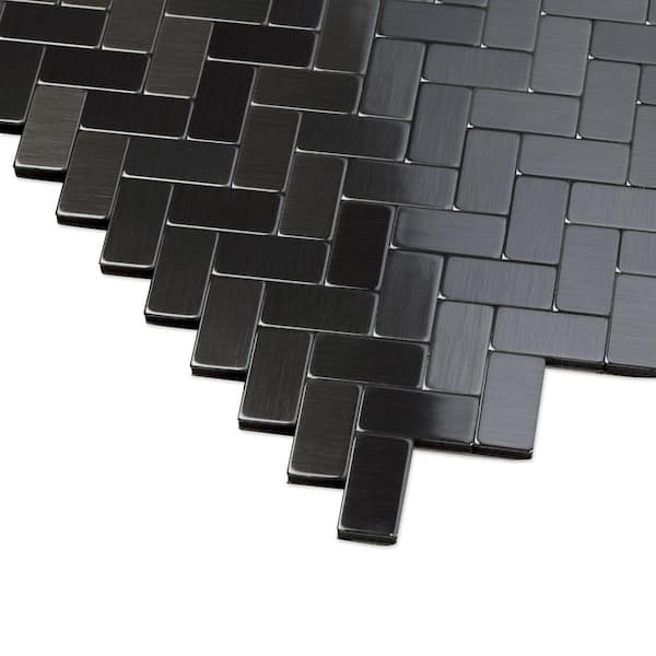 SpeedTiles Caltrop Black Stainless 12.09 in. x 11.65 in. x 5mm Metal Peel and Stick Wall Mosaic Tile (5.87 Sq. ft./Case)