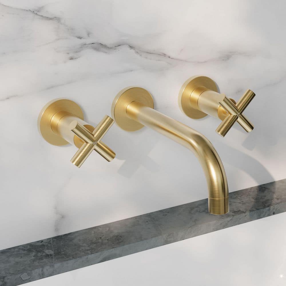 Ivy Brushed Gold Brass Wall Mount Bathroom Faucet