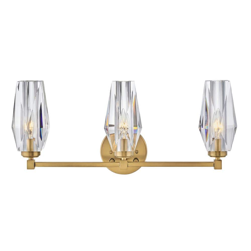 Heritage Brass 3-Light Dimmable Vanity with Faceted Crystal Shades