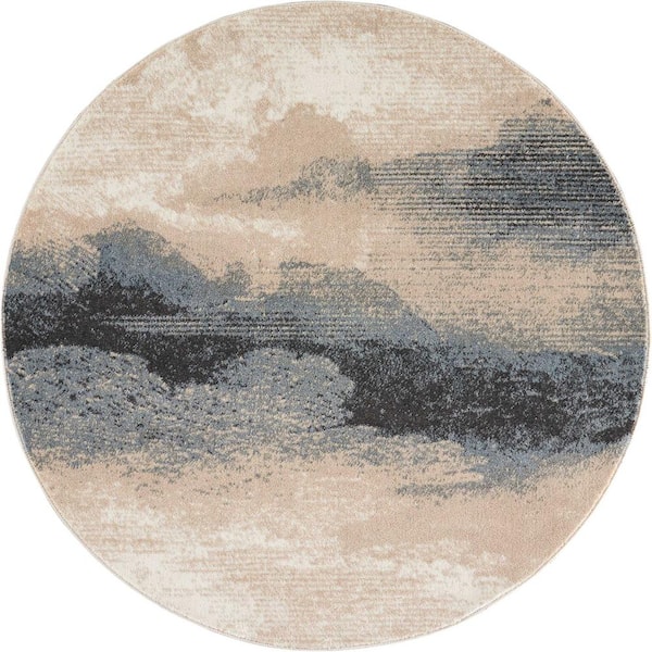 Nourison Maxell Flint 4 ft. x 4 ft. Abstract Contemporary Round Area Rug