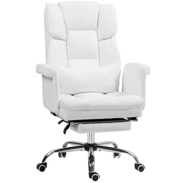 HOMCOM Executive Office Chair with Footrest and Lumbar Support, White