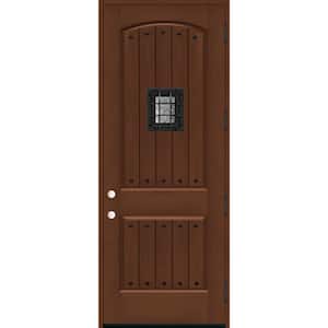 36 in. x 96 in. 2-Panel Right-Hand/Outswing Chestnut Stain Fiberglass Prehung Front Door with 4-9/16 in. Jamb Size