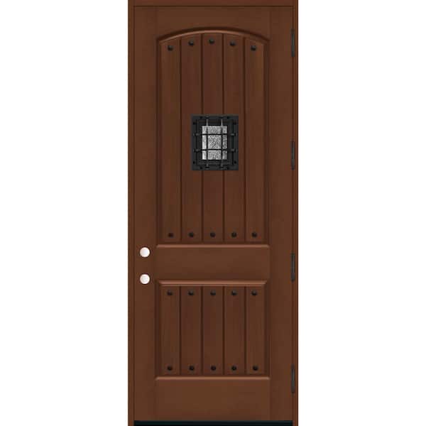 Steves & Sons 36 in. x 96 in. 2-Panel Right-Hand/Outswing Chestnut Stain Fiberglass Prehung Front Door with 4-9/16 in. Jamb Size