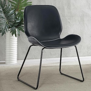 Pageland Black Faux Leather Upholstered Accent Chair