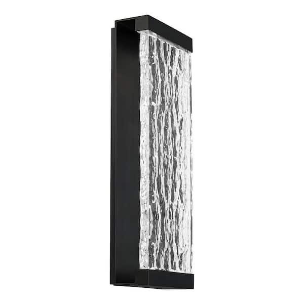 Fusion 20 in. Black Indoor and Outdoor Hardwired Wall Light 3000K LED