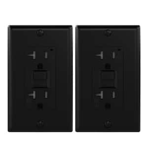 Black 20 Amp 125-Volt Tamper Resistant/Weather Resistant Duplex Self-Test GFCI Outlet, with Wall Plate (2-Pack)