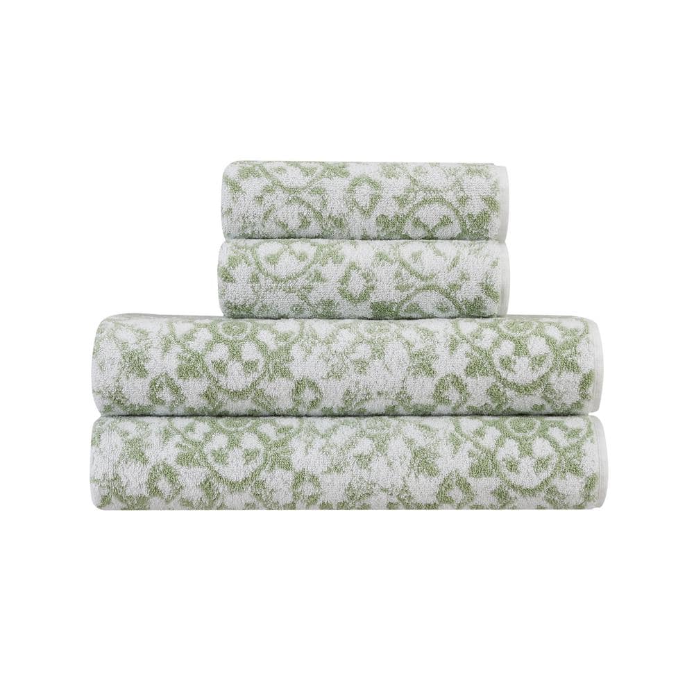 Jessica Simpson Aziza 4-Piece Frosty Green Cotton Towel Set JST016750 - The  Home Depot