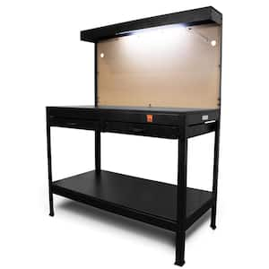 Husky 52 in.W x 30 in. D Steel 1-Drawer Power Adjustable Height Solid Wood  Top Workbench Table in Black HOET5201B11XUS - The Home Depot