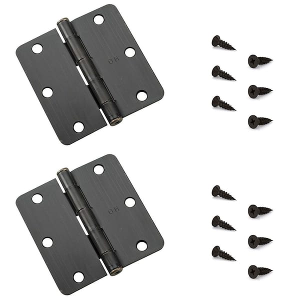 Onward 3-1/2 in. x 3-1/2 in. Oil-Rubbed Bronze Full Mortise Butt Hinge with Removable Pin (2-Pack)