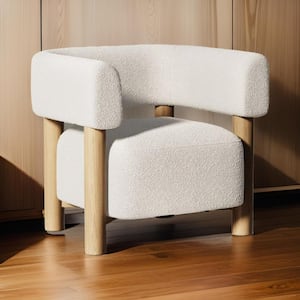 White and Brown Fabric Arm Chair