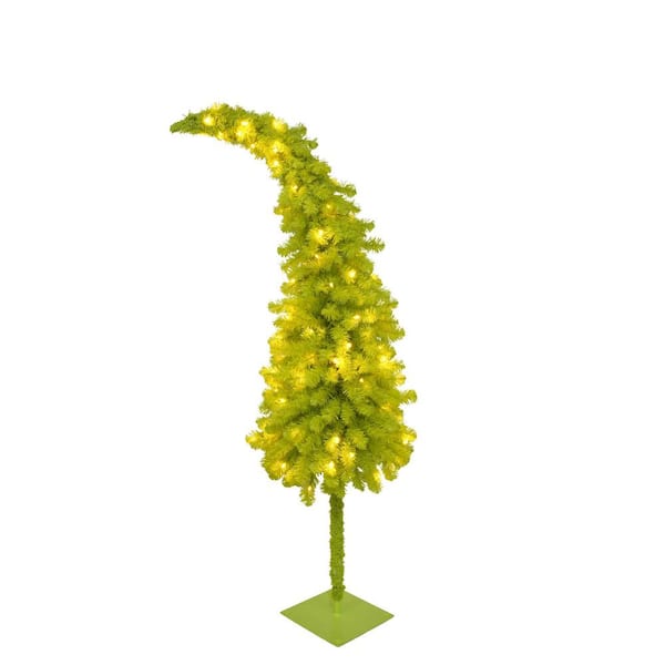 Unbranded 5 ft. Green Artificial Holly Bendable Christmas Tree Arrangement with 100 Warm White LED Lights and Sturdy Metal Base